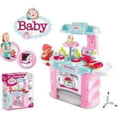 Doll Care Centre for Toy Dolls Max 43 cm with Sink, Washing Machine, Table Seat, Thermometer and Many Accessories - Complete Play Set without Doll