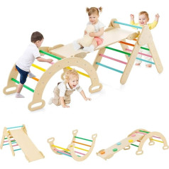 DREAMADE Montessori Climbing Triangle with Climbing Arch and Slide, Indoor Climbing Frame for Toddlers from 1 Years, Climbing Toy, Indoor Climbing Frame for Sliding and Climbing (Colourful)