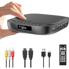 Desobry DVD Player for TV, HD 1080p DVD Player, Region Free DVD Player with USB/TF Card Input, Mini DVD Player for TV Integrated PAL/NTSC, DVD Player Hdmi with HDMI / RCA Cable