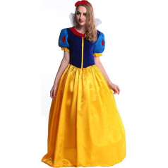 TRACYCY Women's Snow White Costume Adult Cosplay Snow White Long Evening Dress with Cape Fancy Dress Halloween Christmas Carnival Birthday Party Dress