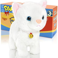 SWTOIPIG Interactive Electronic Plush Toy - Upgrade with LED Light Eyes, Animated Sound Control, Electronic Pet, Robot, Cat, Kitten Toy, Gifts for Boys and Girls