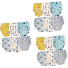 BESTonZON 3 Sets of Training Pants, Reusable Nappies for Babies, Washable Baby Nappies, Trousers for Baby Training, Training Trousers, Potty Walking, Cotton, Pack of 6 x 3