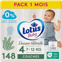 Lotus Baby Douceur Naturelle Nappies Size 4 (7-12kg) 1 Month 148 Nappies