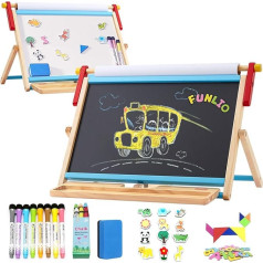FUNLIO Anti-warp Table Easel for Kids Whiteboard with 3 Adjustable Angles Folding Board - Blue