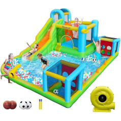 FBSPORT Hüpfburg Outdoor mit Ventilator 480 x 370 x 210 cm Hüpfburgen Kinder Aufblasbar Hüpfburg Outdoor XXL Outdoor Groß Hüpfburg mit Rutsche Geeignet für Kinder