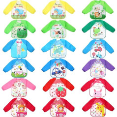 JaGely Kids Smock Toddler Waterproof Painting Apron with Long Sleeves Washable Bibs for Baby Eating