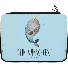 Mr. & Mrs. Panda Personalised Pencil Case Narwhal Guitar - Personalised Gifts, School, Sea Animals, Dancing, Primary School, Frustration, Filled, Neutral Personalised, Hand Drawn