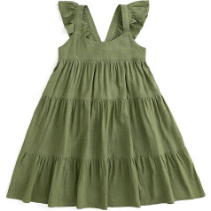 Curipeer Toddler Girls Linen Solid Dress with Smocking Girls Casual Sleeveless Dress 12M-8T