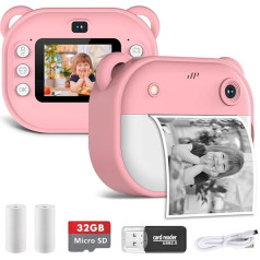Ixroad Children's Camera, Instant Camera, 1080P Digital Camera, Children, Camera Instant Print for Boys and Girls, Camera with 32GB Card and Printing Paper
