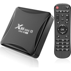 Turewell Android TV Box 13.0, X13 Mini 4GB RAM 32GB ROM RK3528 Quad-Core 64bit Cortex-A53 Support 2.4/5.0GHz Dual Band Wi-Fi 10/100M Ethernet HDMI 2.0 HD 8K TV Box