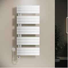 SONNI Bathroom Radiator Electric Towel Warmer with Thermostat Heating Rod White 1314 x 600 mm 800 Watt Flat Towel Dryer Electric Towel Radiator for Bathroom with Temperature Controller
