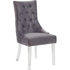 Armen Living LCGOCHGREY Gobi Dining Chair in Grey Velvet and Acrylic Finish