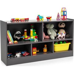Dreamade Children's Wooden Shelf, Toy Storage, Bookcase for Children, Toy Shelf for Children's Room, Playroom and Nursery, 111 x 30 x 61.5 cm (Grey)