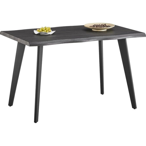 Tukailai Wooden Dining Table, 120 cm, Kitchen Table with Wavy Edge and Metal Legs, Modern Rectangular Dining Room Table for 4-6 People, Living Room, Breakfast Table for Kitchen, Dining Room, Brown