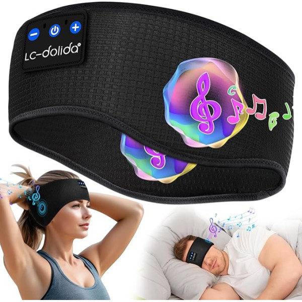 LC-dolida Sleep Headphones Bluetooth 5.4, Sleep Headphones Headband Headphones Bluetooth Sleep Mask, Sports Headphones Sleep Headphones Headband for Sports Training, Jogging, Yoga, Travel