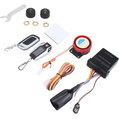 KIMISS 2-Way Motorcycle Alarm System, Remote Start Alarm System 105-125 DB Speaker, Automatic Lock, Unlock, Remote Control, Waterproof Safety System for (with Tyre Pressure Gauge)