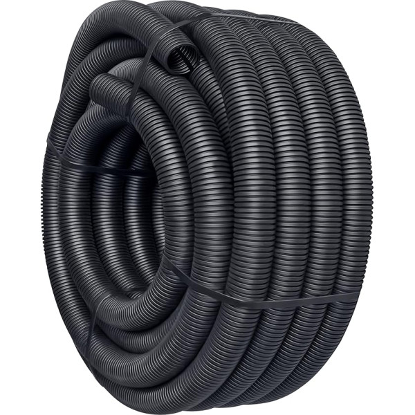 ISOLATECH PP Corrugated Pipe Slotted UV Resistant Black Diameter 9 mm 100 m - Polypropylene Cable Tube Indoor Cable Duct Cable Protection