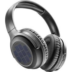 Music Sound - SUNBEAT - Wireless Headphones with Solar Panels - 40 Hours Playtime - Adjustable Soft Headband - Dual Charging Mode: USB-C Cable or Solar Panel - Black