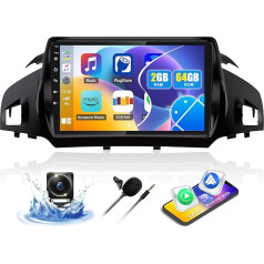 2G + 64G CAEMCHO Android 13 Car Radio for Ford Kuga/Escape 2013-2018 with Navi Carplay Android Car, Double DIN Car Radio with 9 Inch Screen, Bluetooth HiFi RDS FM WiFi + Reversing Camera