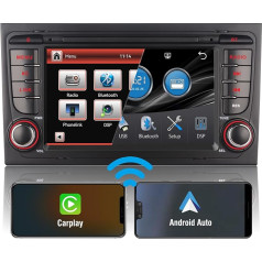 7 Inch High Performance DSP Car Radio for Audi A4 B6 B7 S4 B6 B7 RS4 Sportback Radio Built-in Wireless Carplay & Android Car Navigation Steering Wheel Control EQ Bluetooth USB 1080P IPS Screen