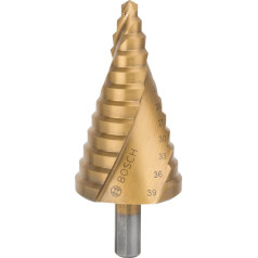 Bosch 2608587431 6/9/12/15/18/21/24/27/30/33/36/39 mm HSS-TiN Step Drill Bit