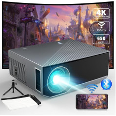 Projector with 5G WiFi Bluetooth, Mini Outdoor/Home Video Projector Full HD Native 1080P Portable Projector 4K Home Cinema 18000 Lumens Compatible with iOS/Android/HDMI/USB/PS5/TV Stick/X-Box. Black