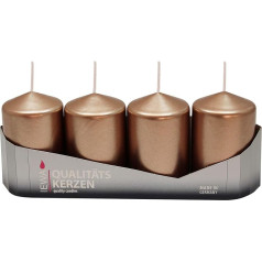 Set of 4 Pillar Candles Painted Bronze Size Approx. 50 x 80 mm Advent Candles Christmas Candles Pillar Candles