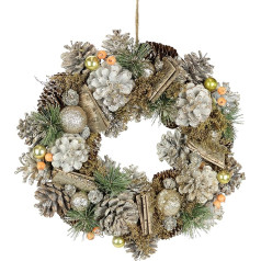 Natural Wreath Cones with Baubles Fir Cones Beads Berries 32 cm Christmas Wreath Christmas Decoration Advent Wreath Wall Decoration Door Decoration Door Wreath Table Wreath Wreaths Natural Materials