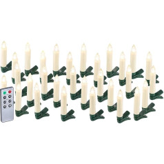 Lunartec Fairy Lights without Cable: Set of 30 LED Christmas Tree Candles with IR Remote Control, Timer, White (Fairy Lights Christmas Tree, LED Candle Wireless, Wireless Lamps)