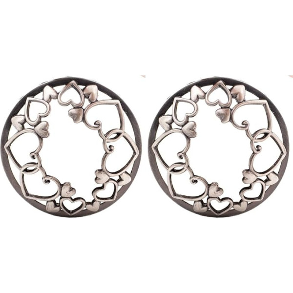 Purple River Set of 2 Candle Lids for Scented Candles, Heart Silver, Burning Cap with Beautiful Pattern for Your Scented Candle in Glass, Candle Accessories for Silent Flame, Candle Cover
