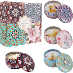 Wnddle Scented Candles Gift Set for Women, Scented Candle, Scented Candles Gift Set, 4 Pieces Aromatherapy Candles with Soy Wax in Tins, Aromatherapy Candle Set for Stress Relief, for Various