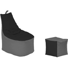 Momiralland Classic Bean Bag XL - XXL with Stool, Seat Cushion, Floor Cushion, Armchair, Suitable for Indoor and Outdoor Use, Gaming Bean Bag for Adults and Children (Anthracite - Black, XXL, Diameter