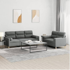 ZEYUAN 2-TLG. Sofagarnitur mit Kissen Dunkelgrau Stoff, Sofa Mit Relaxfunktion, Couchgarnitur, Wohnzimmer Sofa, Couch, Sofa Set 3201617