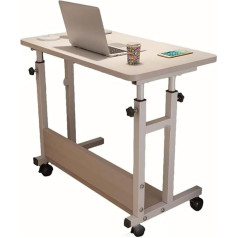 Elzey Mobile Laptop Desk for Sitting and Standing, Height Adjustable Sit-Stand Table, Mobile, Portable, Pneumatic Standing, Overbed Desks with Wheels (Color : Natural, Size : 80x40cm)