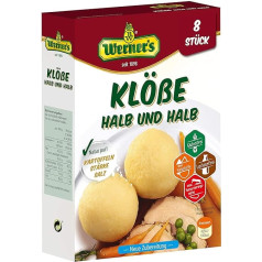 Werner´s Dumplings Half & Half 8 Pieces, 10 Packs per Box, Gluten Free, Lactose Free, DIY Shaping, No Dyes, No Added Flavours,