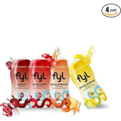 fyl Sugar-Free Syrup Starter Set - 4 Flavours for 48L Zero Drink - Contains Vitamin B Complex - Perfect Thirst Quencher for Home and On the Go