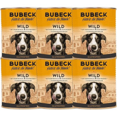Bubeck Wet Food for Dogs, Grain Free, Various Sorts, Game, 800 g