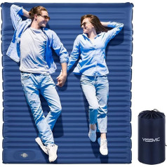 Yissvic Sleeping Mat 2 People Camping Self-Inflating with Foot Pump Air Mattress Sleeping Mat for Outdoor Hiking Turquoise Blue