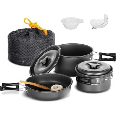Lixada Camping Cookware Set Camping Pot Outdoor Tableware Set Cooking Pot Set with Storage Bag for 2-3 People Outdoor Utensils Cooking Camping