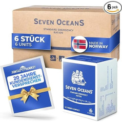 Seven Oceans – The Original – Emergency Food [6 x 500 g] + Extra Vitamins I Extremely Long Durable Emergency Supply [3 kg] for Crisis Prevention I Energy Rich Outdoor Emergency Ration I Prepper