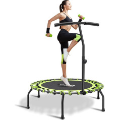 Gielmiy Fitness Trampoline Diameter Approx. 101 cm, with Adjustable Handlebar, Fitness Rebounder for Indoor Fitness, Bungee Rope Design System, The Best Choice for Aerobic Training, User Weight up to