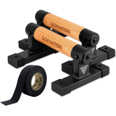 GORNATION Parallettes, including grip tape, calisthenics equipment for handstands, push-ups and more, ideal for fitness at home and outdoor with wooden handles/bars