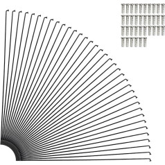 GATWOEST 36 Stück 14G J Bend Fahrradspeichen aus schwarzem Stahl mit 36 Messingnippeln - 150 mm - 309 mm