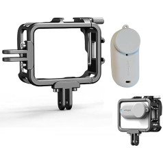 LICHIFIT Aluminium Alloy Frame Cage + Camera Silicone Cover for Insta360 GO 3 Action Pod Protective Frame Housing Metal Bezel with Two Prong Mount Accessories