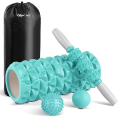 Glymnis Fascia Roller Set Foam Roller 4 in 1 Fascia Set with Foam Roller Massage Roller Massage Balls for Fascia Training Yoga Sports Fitness Pilates