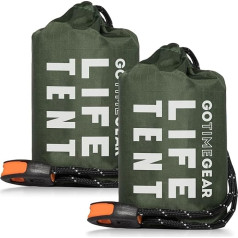 Go Time Gear Rescue Tent Emergency Survival Shelter - 2 Person Emergency Tent - Use as Survival Tent, Emergency Shelter, Tube Tent, Survival Tarp, Includes Survival Whistle & Paracord
