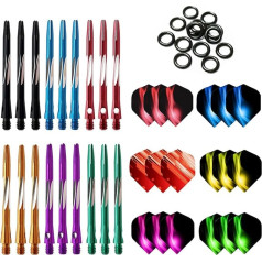 JpGdn 18pcs Aluminum Medium Dart Shafts Mixed Dart Flights with O-Ring