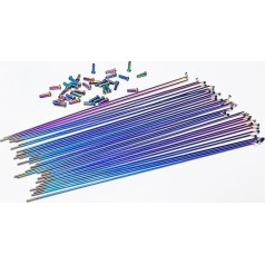 YLME Pack of 36 Bicycle Spokes, 26 27.5 29 Inch Plated Rainbow Spokes with Nipples, 14G 304 Stainless Steel Bicycle Spoke