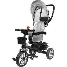 Children's Tricycle with Bell and Rear View Mirror Tricycle for Children from 1 to 5 Years (Light Grey)