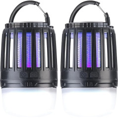 Exbuster Mosquito Light: Pack of 2 2-in-1 UV Insect Killer and Camping Lantern with Battery, USB (Insect Killer with LED Lamp, Insect Killer Outdoor Battery, Insect Repellent)